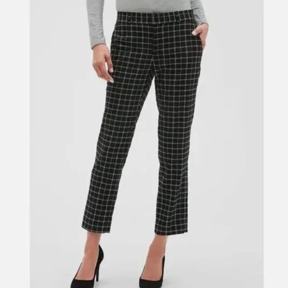 Banana Republic Women's Avery Grid Ankle Pants Size 4P - Picture 1 of 5